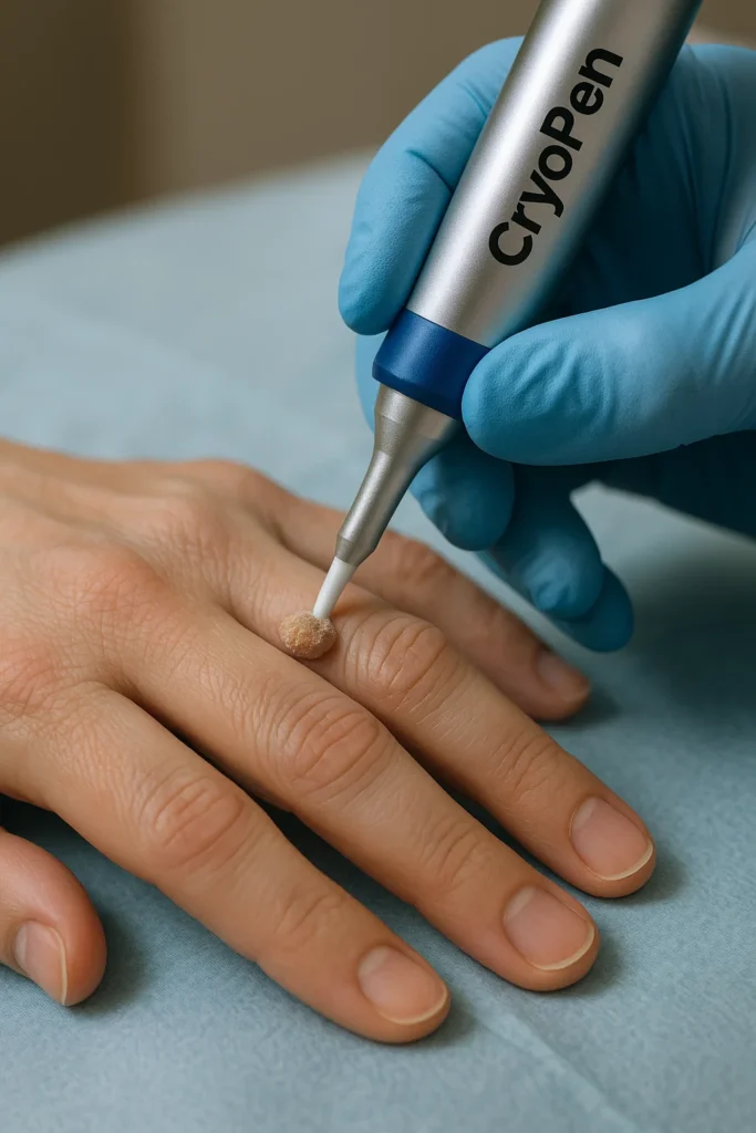 example of cryopen wart removal New Malden treatment on a persons finger