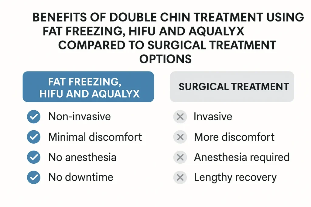 Graphic about the benefits of double chin treatment New Malden - from LA LIPO