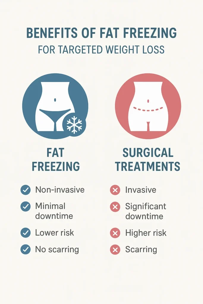 graphic showing the benefits of fat freezing New Malden