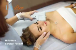 Woman having Hi-Fu to reduce wrinkles New Malden.