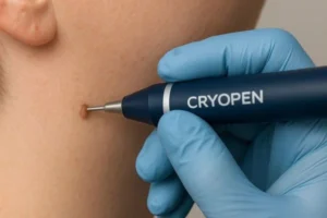 Person receiving skin tag removal New Malden
